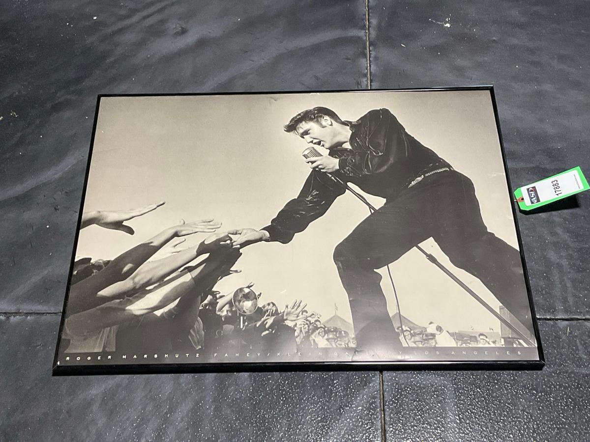 ELVIS PRESLEY HOME DECOR IN FRAME, APPROXIMATELY 32€� L X 25€� W 