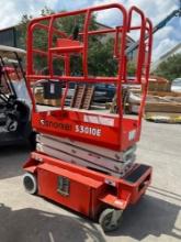 2014 SNORKEL SCISSOR LIFT MODEL S3010E, ELECTRIC, APPROX MAX PLATFORM HEIGHT 10FT, NON MARKING TI...