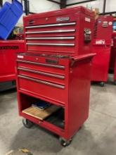 WESTWARD INDUSTRIAL PARTS CABINET / TOOL BOX ON WHEELS WITH CONTENTS , APPROX 30€� W x 18€� L x 4...