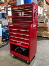 WATERLOO PROTO INDUSTRIAL PARTS CABINET / TOOL BOX ON WHEELS WITH CONTENTS , APPROX 30€� W x 18€� L