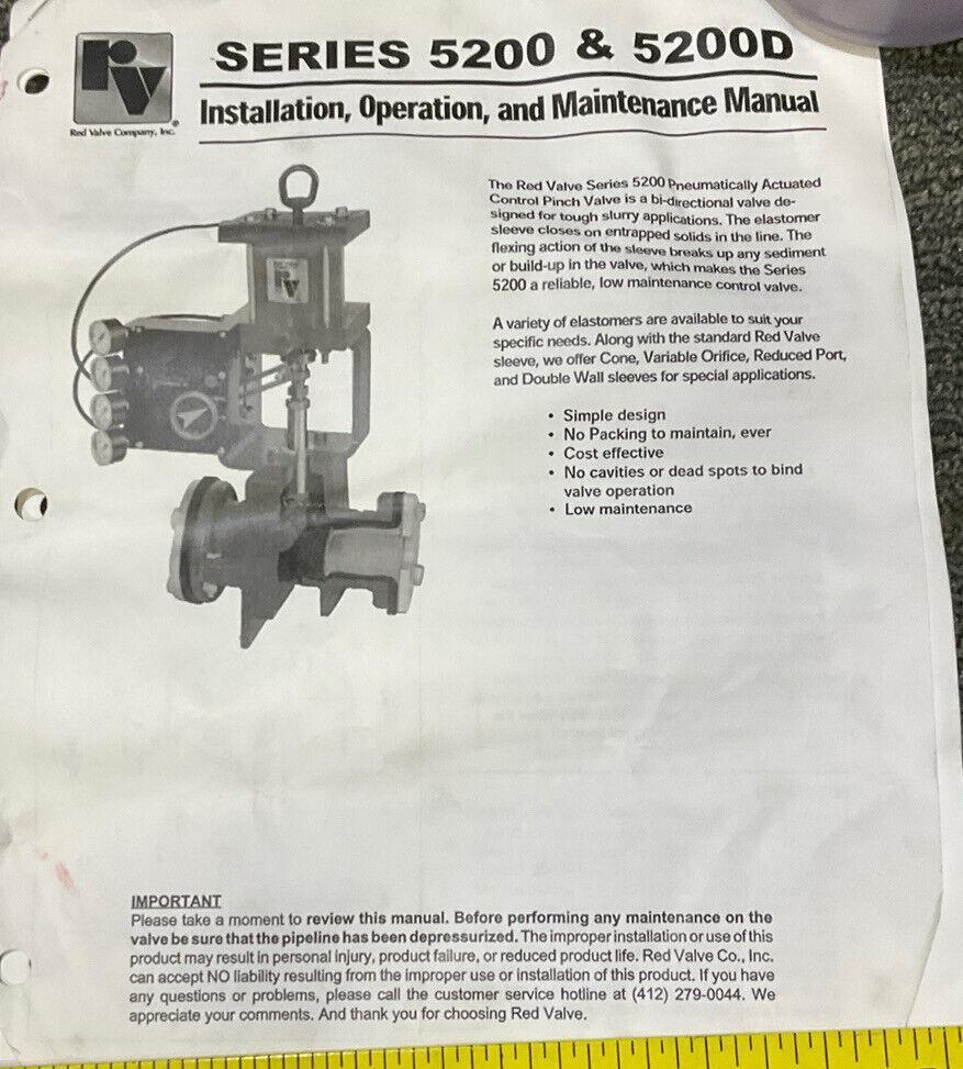 RED VALVE 5200 09-3002 PNEUMATICALLY ACTUATED CONTROL PINCH VALVE