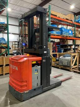 TOYOTA ORDER PICKER MODEL 6BPU15, ELECTRIC, APPROX MAX CAPACITY 3000LBS, APPROX MAX HEIGHT 240in,...