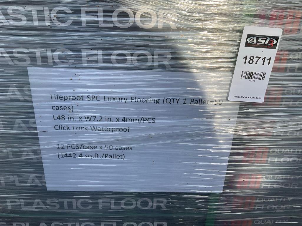 ( 1 ) PALLET UNUSED LIFEPROOF SPC LUXURY FLOORING, 48" L x 7.2" W x 4mm PER PIECE, APPROX 50 CASE...