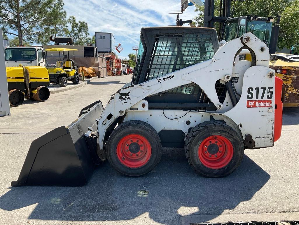 BOBCAT SKID STEER MODEL S175, DIESEL, ENCLOSED CAB, BUCKET APPROX 84", RUNS & OPERATES