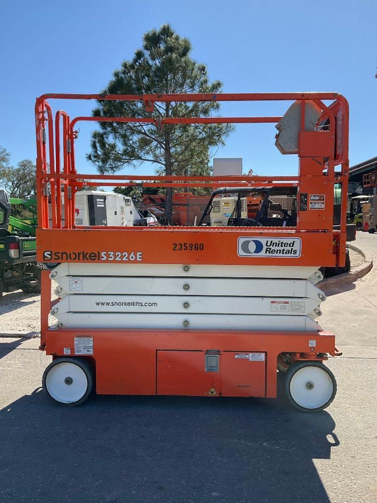 2019 SNORKEL SCISSOR LIFT MODEL S3226E ANSI , ELECTRIC, APPROX MAX PLATFORM HEIGHT 26FT, NON MARK...