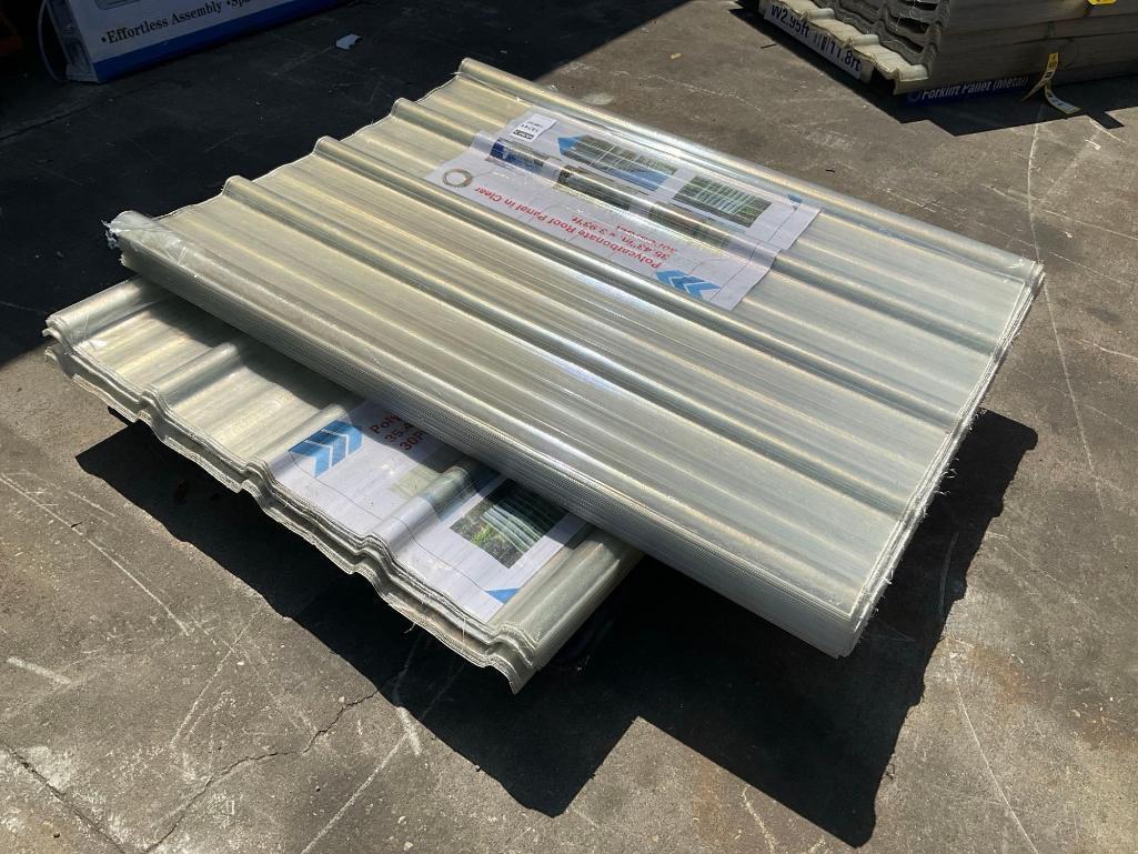 UNUSED (2 ) SETS OFPOLYCARBONATE ROOF PANELS CLEAR, APPROX 35.43IN x 3.93FT, APPROX 30 PIECESEACH