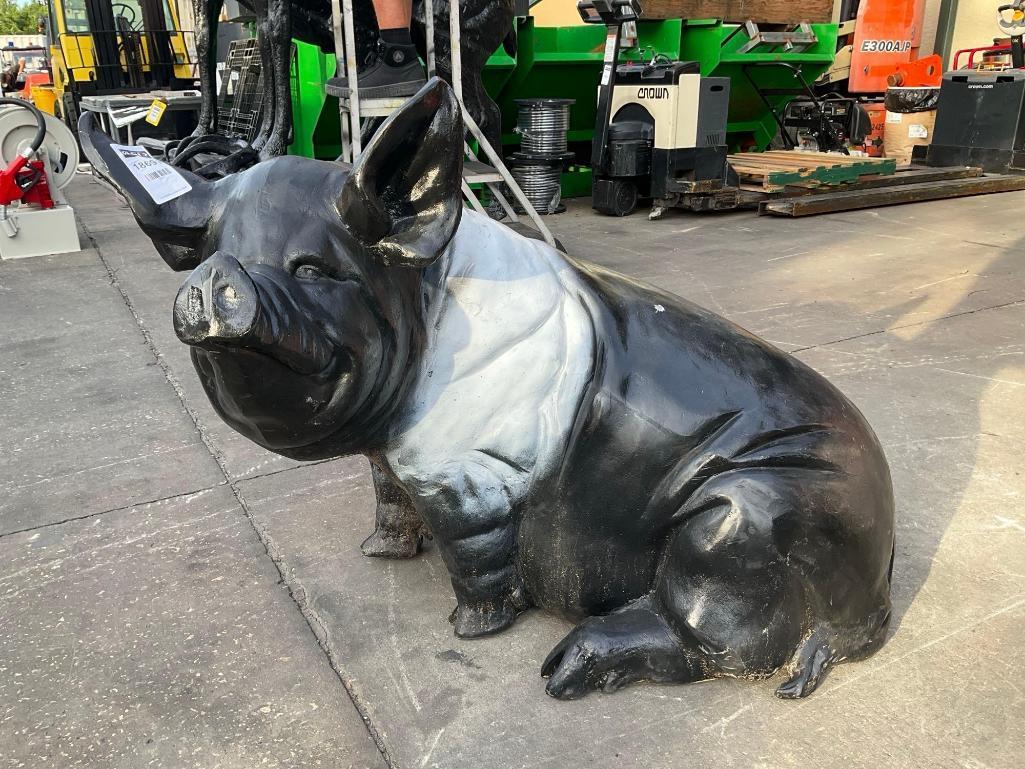 ALUMINIUM PIG STATUE, APPROX 45" W x 33" T