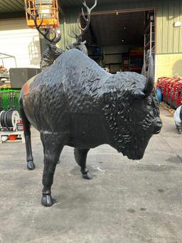 ALUMINIUM LIFE SIZE BUFFALO STATUE, APPROX 8FT Wx 65IN T