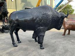 ALUMINIUM LIFE SIZE BUFFALO STATUE, APPROX 8FT Wx 65IN T