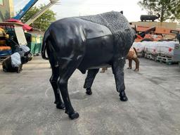 ALUMINIUM LIFE SIZE BUFFALO STATUE, APPROX 8FT Wx 65IN T