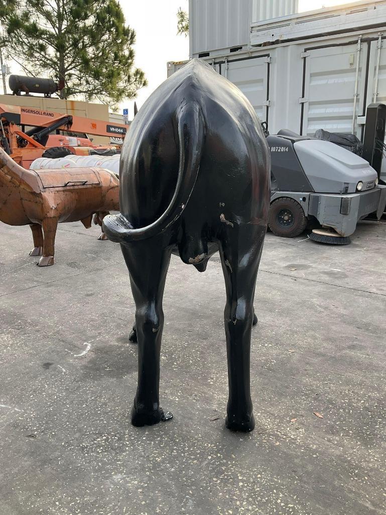 ALUMINIUM LIFE SIZE BUFFALO STATUE, APPROX 8FT Wx 65IN T