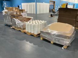 ( 4 ) PALLETS OF ASSORTED SHRINK WRAP / TAPE / END CAPS