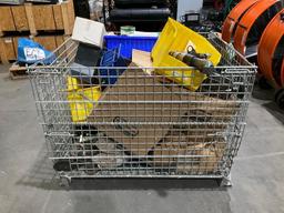 ( 1 ) WIRE COLLAPSABLE CRATE WITH MISC CONTENT, 42" x 48" x 36"