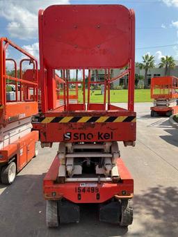 2014 SNORKEL SCISSOR LIFT MODEL S3219E ANSI , ELECTRIC, APPROX MAX PLATFORM HEIGHT 19FT, NON MARK...