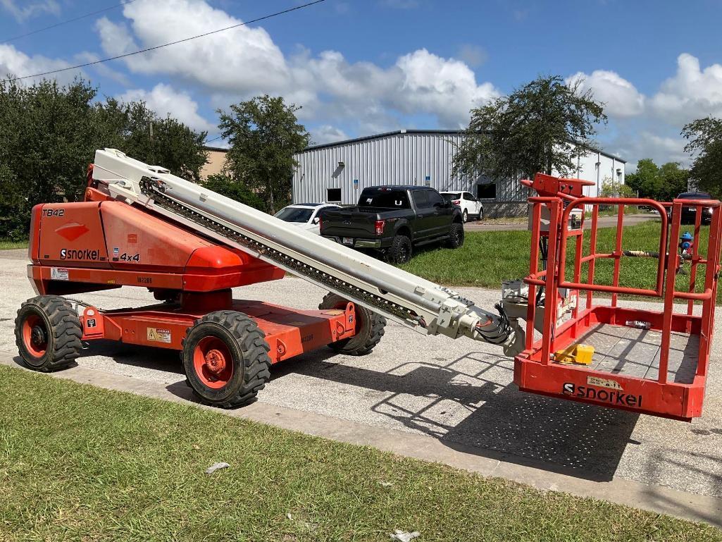 2017 SNORKEL BOOM LIFT MODEL TB42DZ, DIESEL, 4x4, ON BOARD GENERATOR, APPROX MAX PLATFORM HEIGHT ...