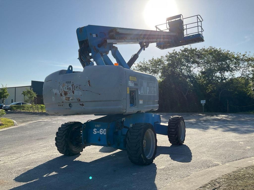 GENIE BOOMLIFT MODEL S60, DIESEL ,MAX PLATFORM HEIGHT 60FT, MAX REACH 50FT, 4x4, RUNS AND OPERATES