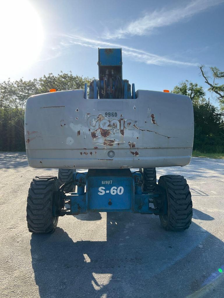 GENIE BOOMLIFT MODEL S60, DIESEL ,MAX PLATFORM HEIGHT 60FT, MAX REACH 50FT, 4x4, RUNS AND OPERATES