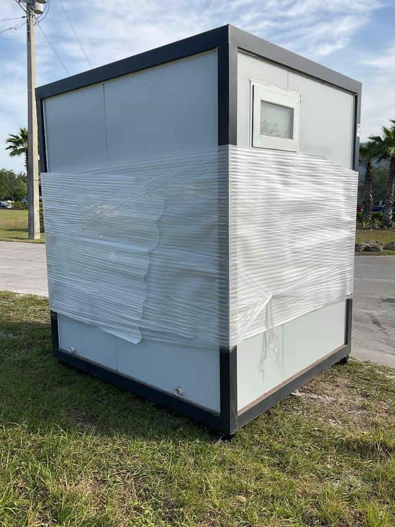 UNUSED PORTABLE BATHROOM WITH SHOWER, SINK, MIRROR, TOILET, TOILET PAPER HOLDER, LIGHTS, VENTILAT...