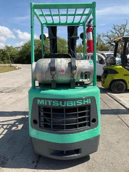 MITSUBISHI LP FORKLIFT MODEL FGC15, APPROX MAX CAPACITY 2700, APPROX MAX HEIGHT 190, TILT, SIDE