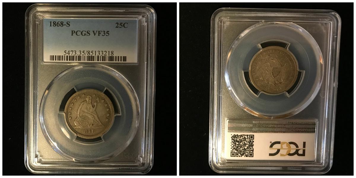 Graded Seated Liberty Quarter