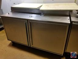 Stainless steel, commercial Silver King 2 door refrigerated pizza prep table (model #SKPZ60)