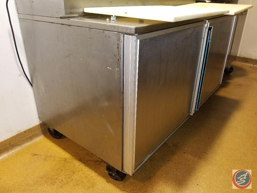 Stainless steel, commercial Silver King 2 door refrigerated pizza prep table (model #SKPZ60)