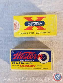 (2) Western 38 S&W ammunition boxes {{EMPTY}}