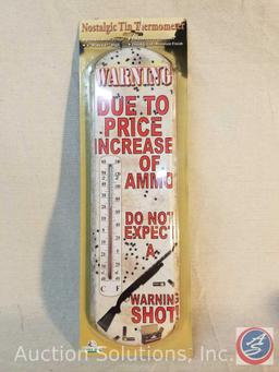 Rivers Edge Nostalgic Tin Thermometer, measuring 5in X 17in in height. In original packaging.