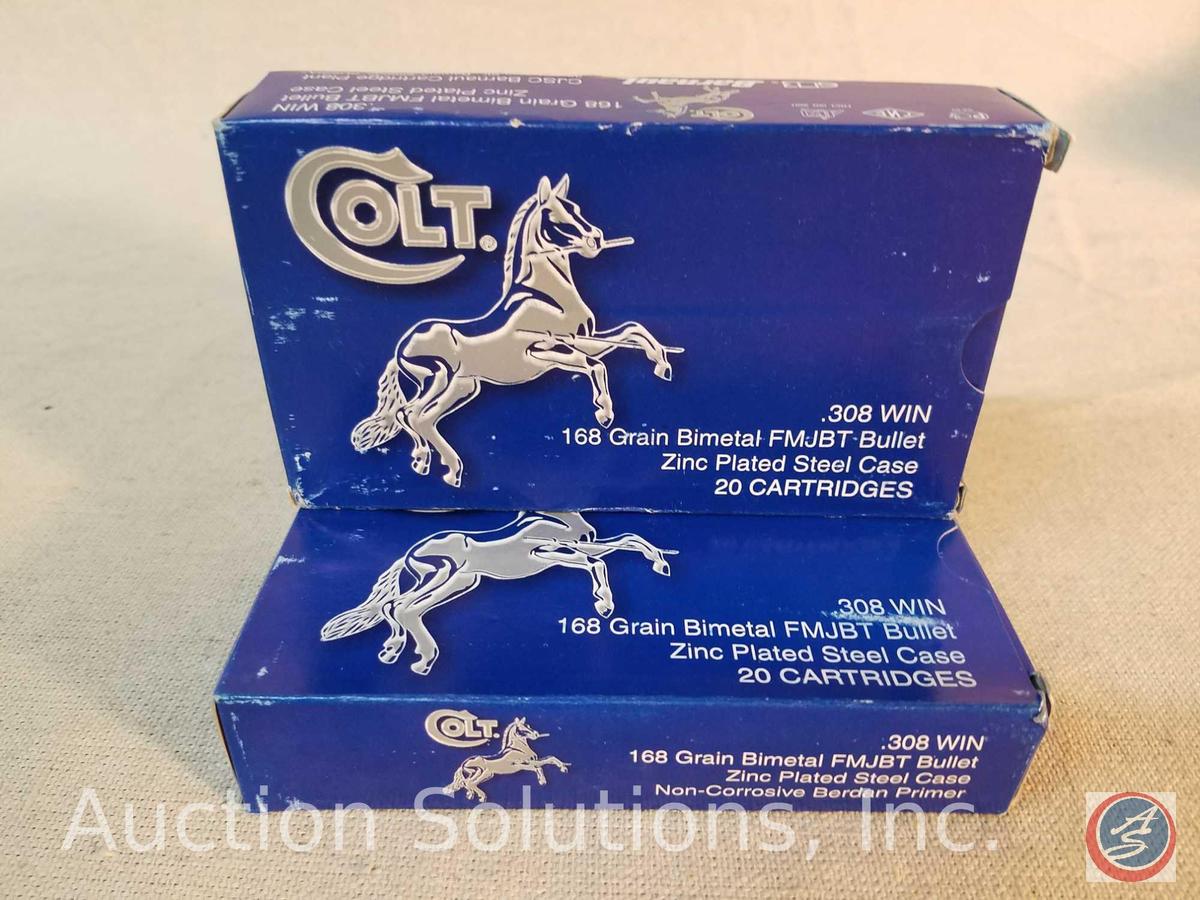 (2) Colt .308 Win zinc plated steel case cartridges [SOLD 2x THE MONEY]