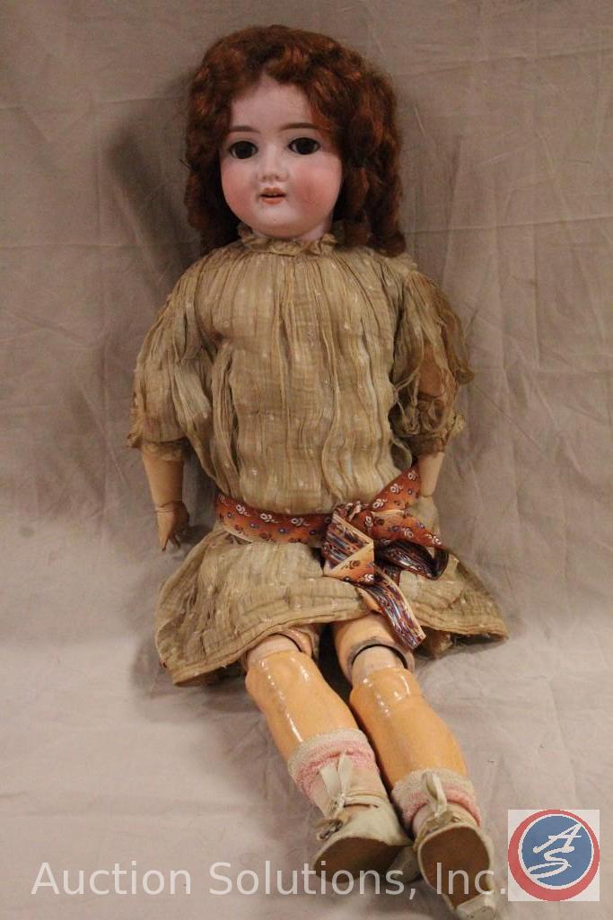 HANDWERCK 26" doll, bisque head, open/close brown eyes, hair lashes, open mouth with teeth, auburn