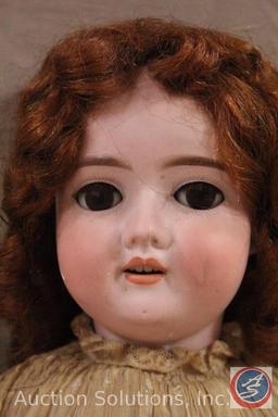 HANDWERCK 26" doll, bisque head, open/close brown eyes, hair lashes, open mouth with teeth, auburn