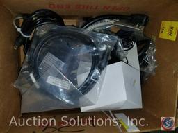 (2) boxes containing Storm Shield garage door threshold in original box, outdoor solar lights, and