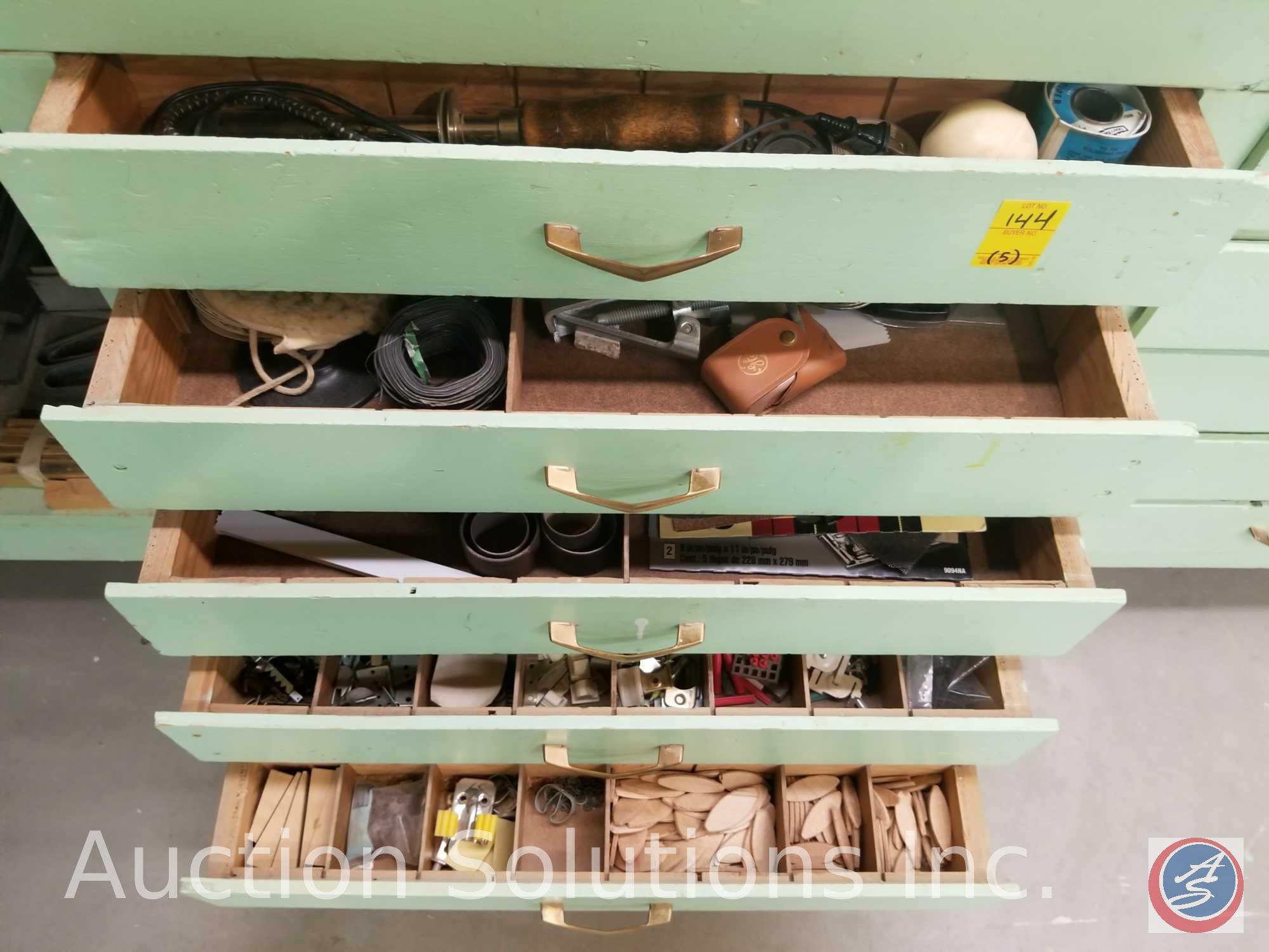 contents of 5 drawers to include assorted hardware