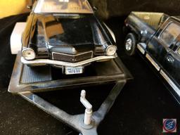 (3) piece set including black Chevy 1500 Z71 and 1971 Camaro on trailer