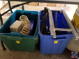 (2) totes containing an air hose, misc. brake parts and scrap metal