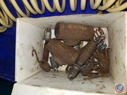 (2) totes containing an air hose, misc. brake parts and scrap metal