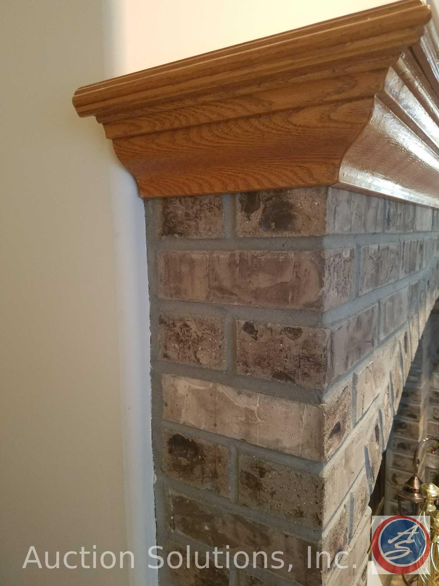 Stone Fireplace Surround w/ Wood Mantel including Gas Fireplace Pit w/ Heat-N-Glo Remote {Contents