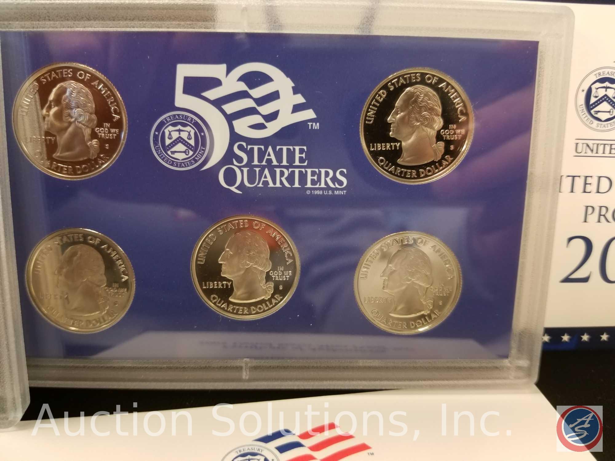 United States Mint 2005 Mint set with Sacajawea Dollar, and California, Massachusetts, Kansas, West