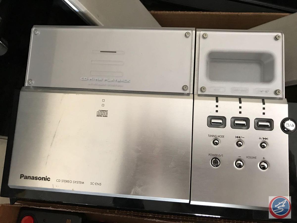 Panasonic CD Stereo System (Model # SC-EN5) w/ remote; and (2) Panasonic speakers