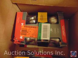Box containing packages of door knob and lock hadware