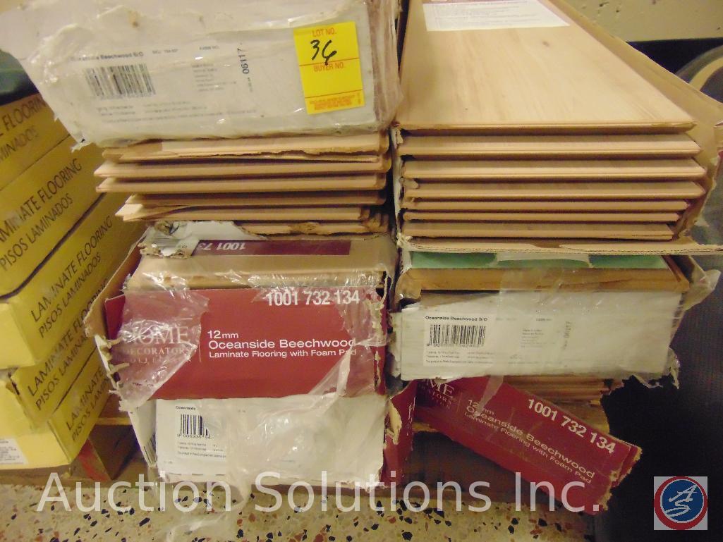 (7) Boxes of [7] Oceanside Beechwood Laminate Flooring Planks w/ Foam Pad by Home Decorators