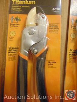 Flat containing NIB (2) Fiskars titanium anvil cutters, and (1) Fiskars 5/8 inch cutter