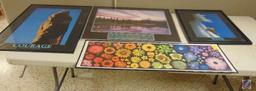 (4) assorted size framed wall prints