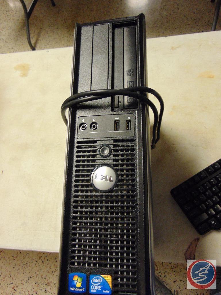 Dell Optiplex 780 computer tower with cord and Dell keyboard, Operating system: Windows 7 Pro OA