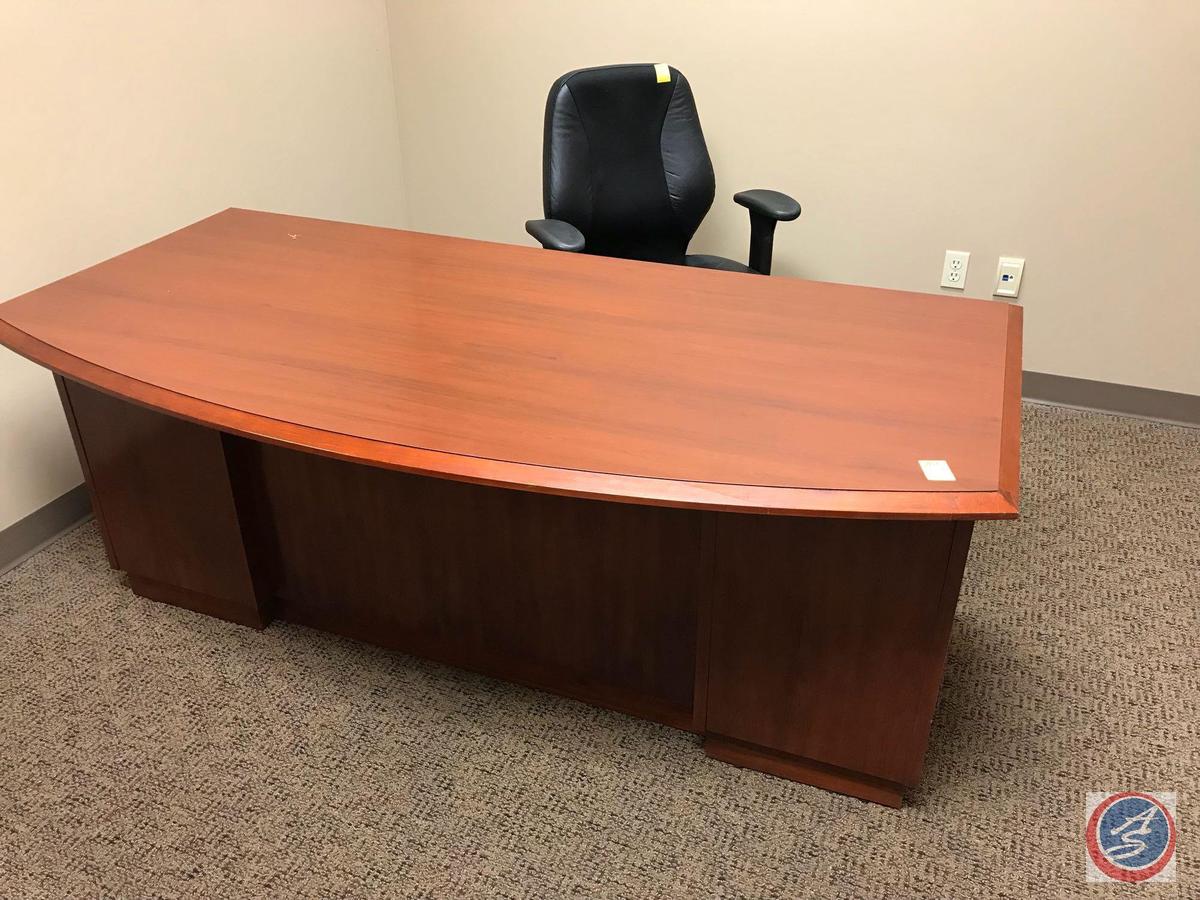 Cherry Finish Office Desk {SOME FLAWS AND SCRATCHES AS SHOWN IN PICTURES}