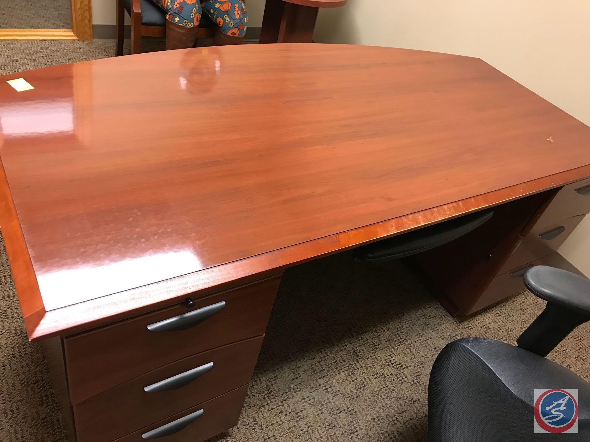 Cherry Finish Office Desk {SOME FLAWS AND SCRATCHES AS SHOWN IN PICTURES}