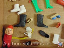 Misc. doll accessories including; shoes, hats and clothing