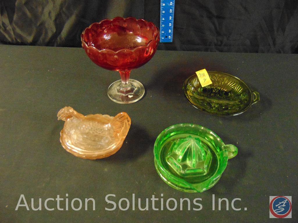 (4) pieces of assorted depression glass