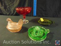 (4) pieces of assorted depression glass