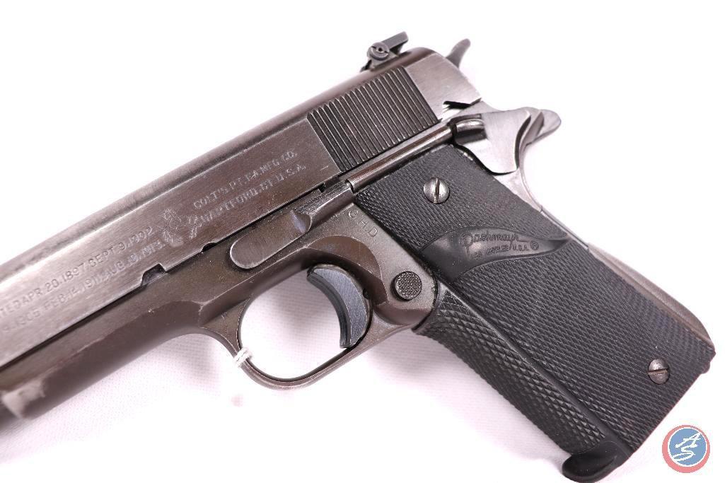 Manufacturer: Colt Model: M1911A1 US Army Caliber: 45 acp Serial #: 2326190 Type: S/A Pistol Clean